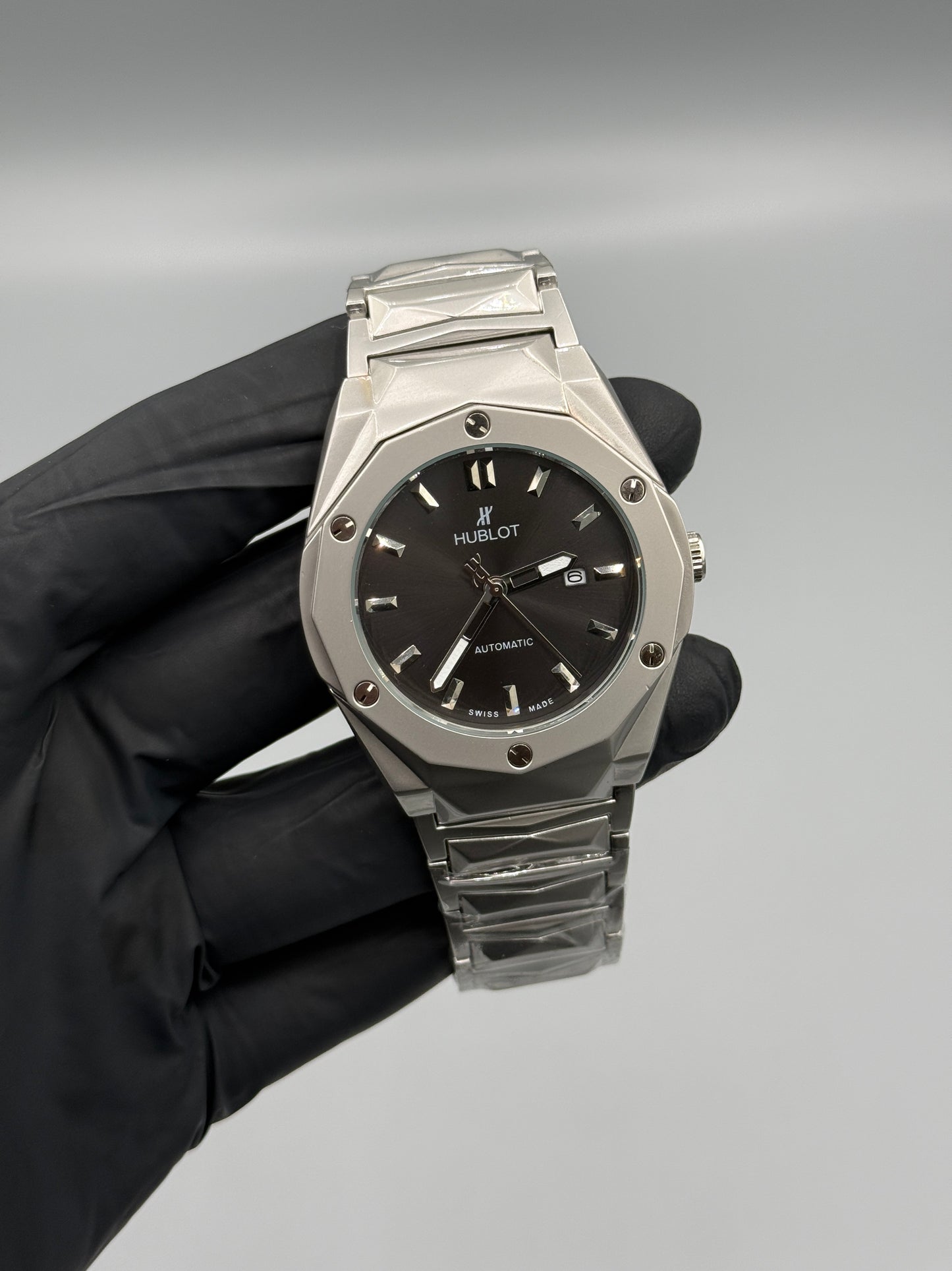 Hublot Diamond Cut Semi Auto Stainless Steel