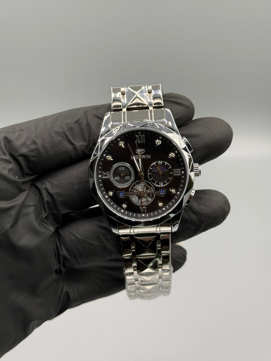 Chronograph Working Roman Numerals Silver Chain