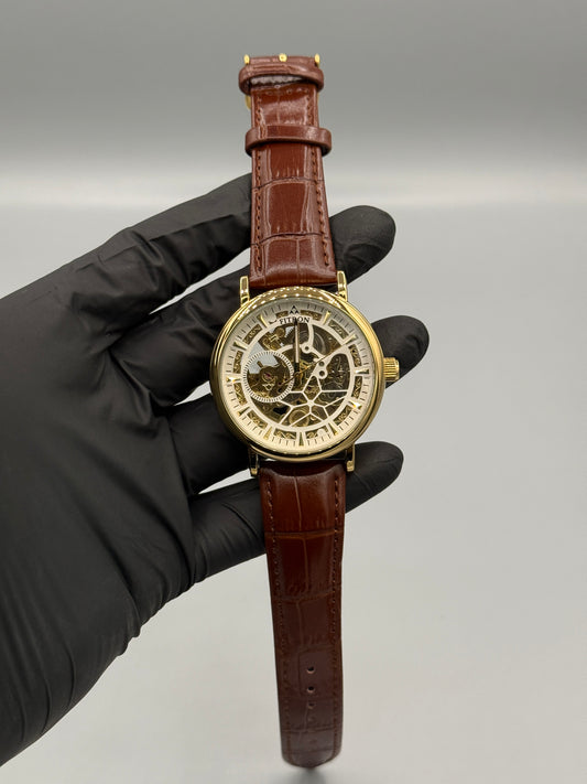 Automatic Skeleton Leather Strap