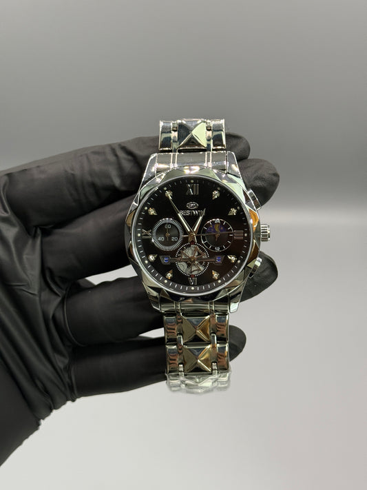 Chronograph Working Roman Numerals Silver Chain