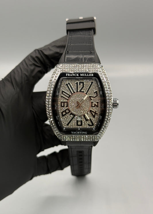 Franck Muller Stone Black Leather Strap