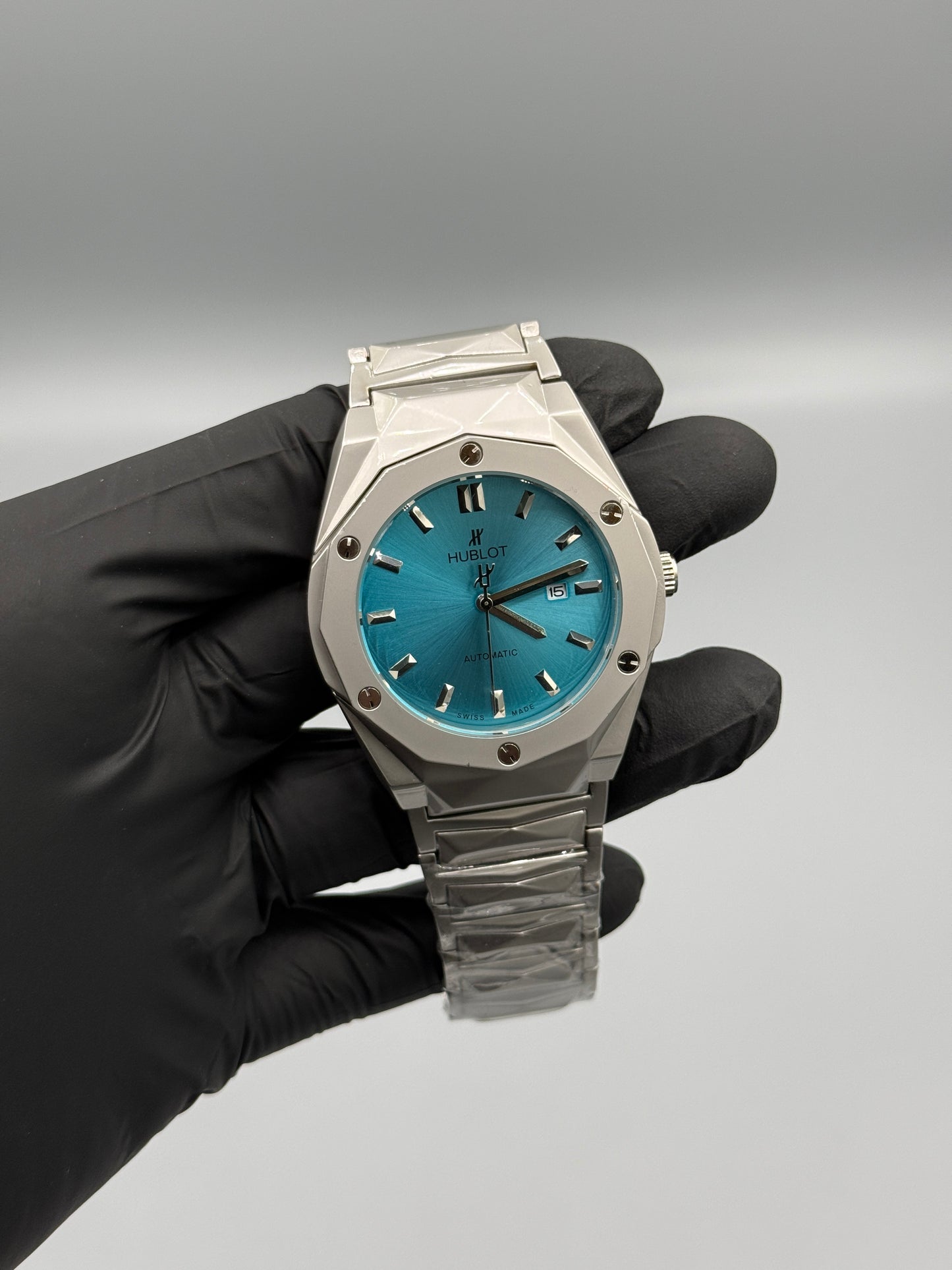 Hublot Diamond Cut Semi Auto Stainless Steel