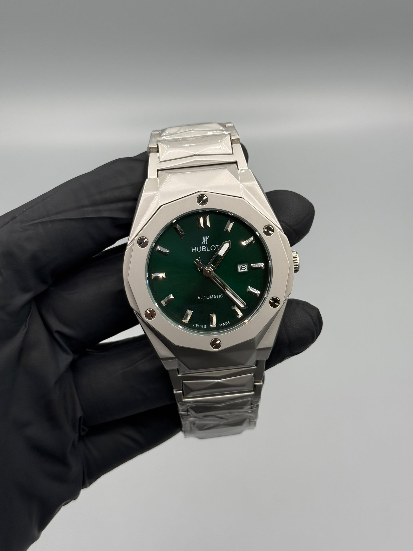 Hublot Diamond Cut Semi Auto Stainless Steel